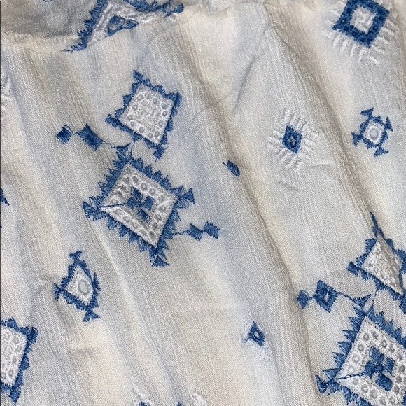 M off shoulder summer Dress white with blue detail - Picture 7 of 13